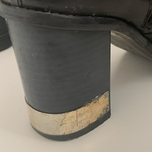 Topshop Black Leather Heeled Ankle Boots With Gold - Picture 7 of 16